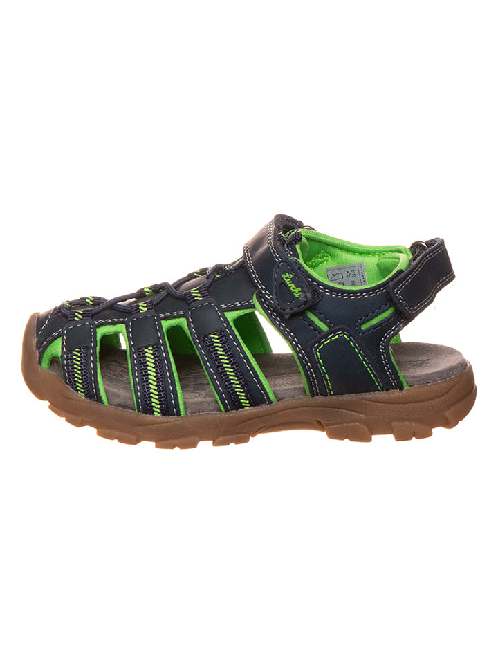 Lurchi Skórzane półsandały "Bobby" w kolorze granatowo-zielonym rozmiar: 32