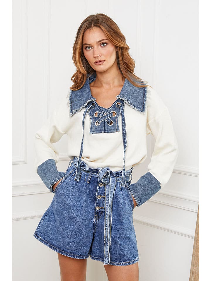 Joséfine Sweter "Calvi" w kolorze kremowo-niebieskim rozmiar: M