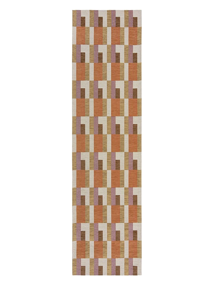 Flair Rugs Chodnik "Riley Block" w kolorze pomarańczowo-fioletowo-beżowym rozmiar: 60x230 cm
