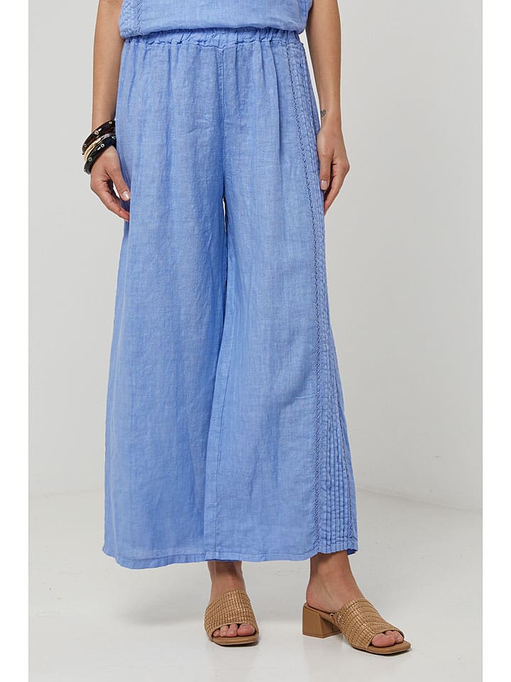 Lin Passion Lniane spodnie w kolorze błękitnym rozmiar: 36/38