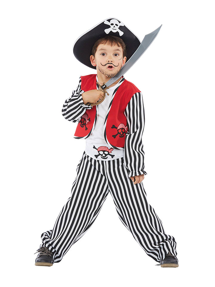 Party x People 2-częściowy kostium "Ben mały pirat" w kolorze czarno-biało-czerwonym rozmiar: 86