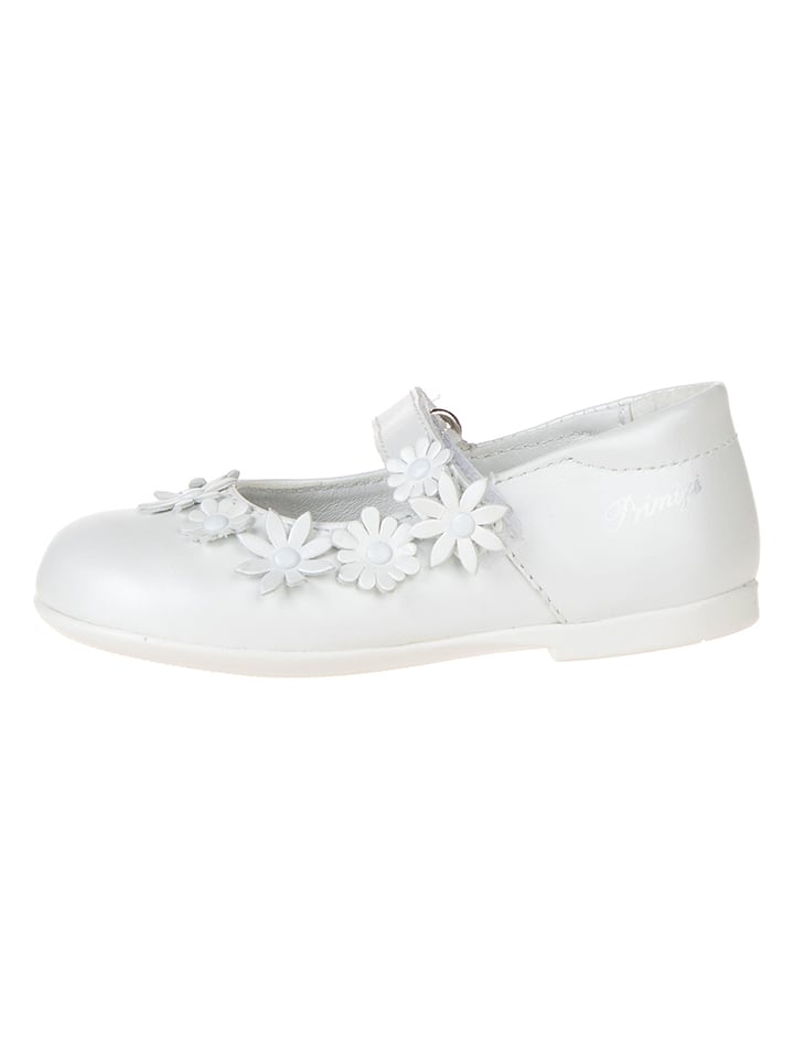 Primigi Skórzane baleriny w kolorze białym z paskiem rozmiar: 23