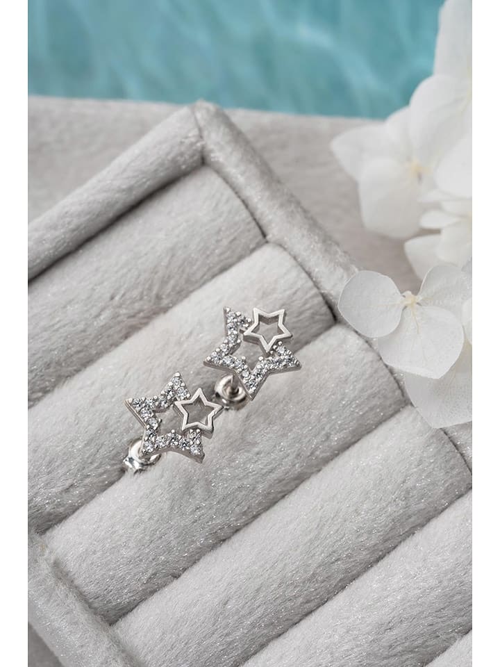 Heliophilia Srebrne kolczyki-wkrętki z cyrkoniami rozmiar: onesize