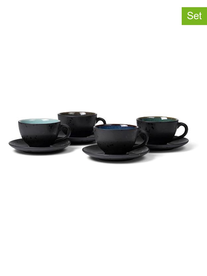 Bitz Filiżanki (4 szt.) w kolorze czarnym ze wzorem - 240 ml rozmiar: onesize