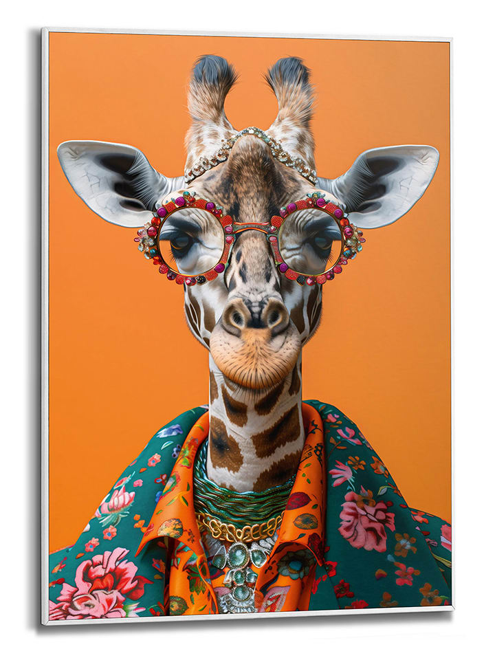 Orangewallz Druk artystyczny "Happy Giraffe" w ramce rozmiar: 50x70 cm