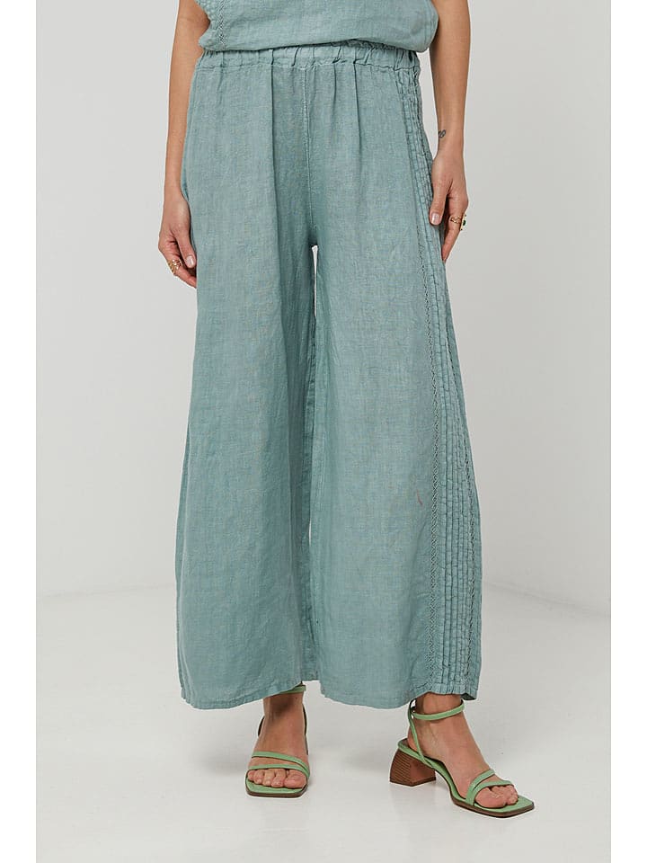 Lin Passion Lniane spodnie w kolorze zielonym rozmiar: 38/40