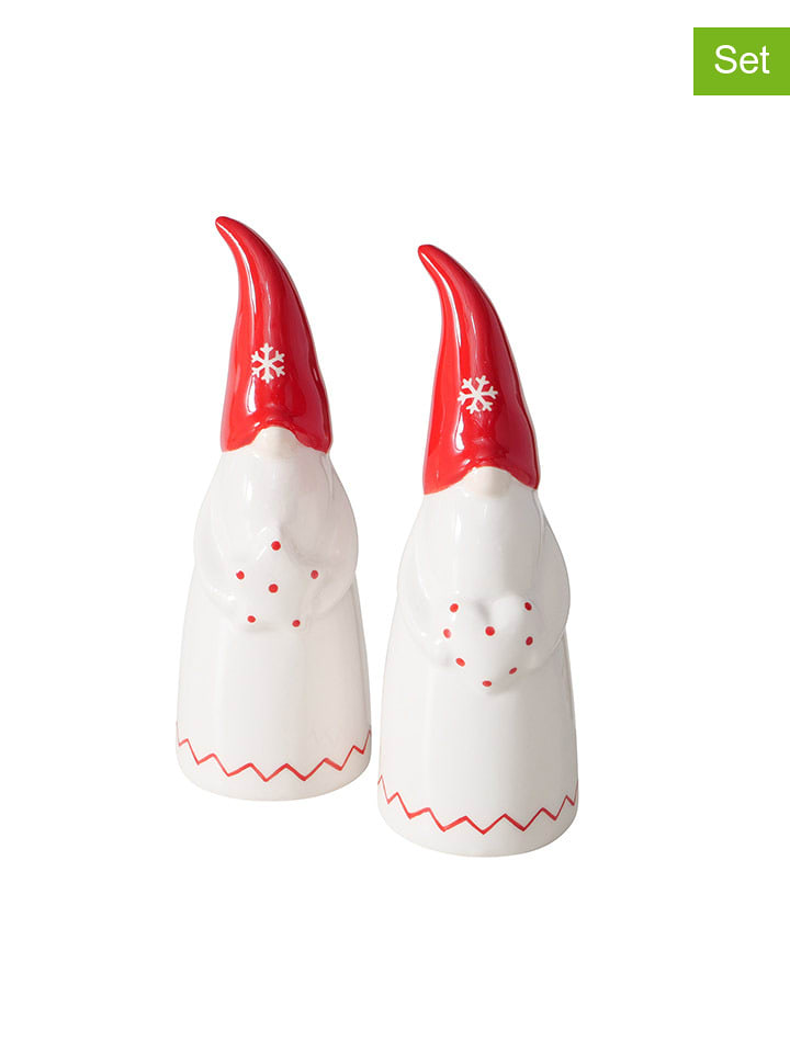 Boltze Figurki dekoracyjne (2 szt.) "Bertilo" w kolorze biało-czerwonym - wys. 17 cm rozmiar: onesize