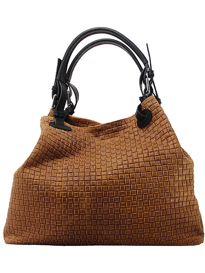 ORE10 Skórzana torebka w kolorze jasnobrązowym - 34 x 29 x 18 cm rozmiar: onesize