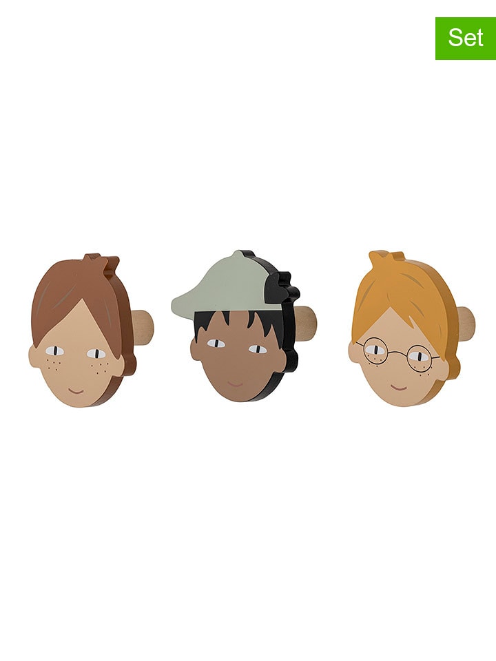 Bloomingville mini Haczyki ścienne (3 szt.) "Simson" w kolorze beżowym - 5 x 8,5 x 10 cm rozmiar: onesize