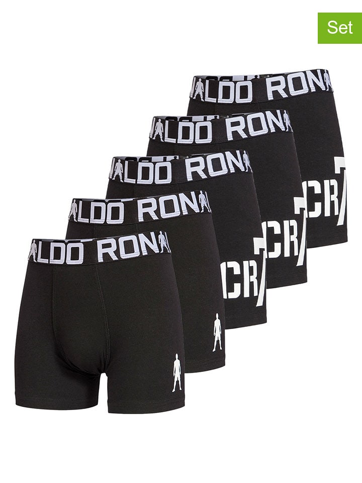 CR7 Bokserki (5 par) w kolorze czarnym rozmiar: 158-170