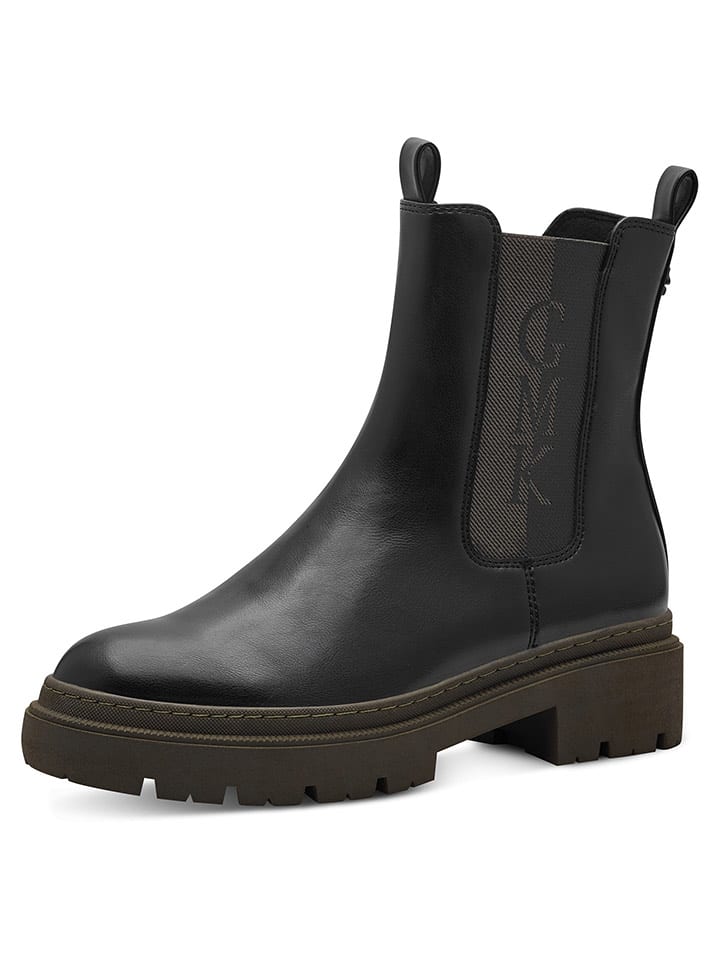 Marco Tozzi Botki w kolorze czarno-oliwkowym rozmiar: 38