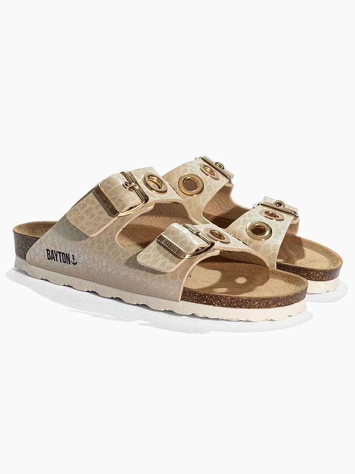 BAYTON Skórzane klapki "Janny" w kolorze beżowym rozmiar: 39