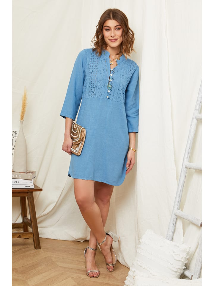 Rodier Lin Lniana sukienka w kolorze niebieskim rozmiar: XL/XXL