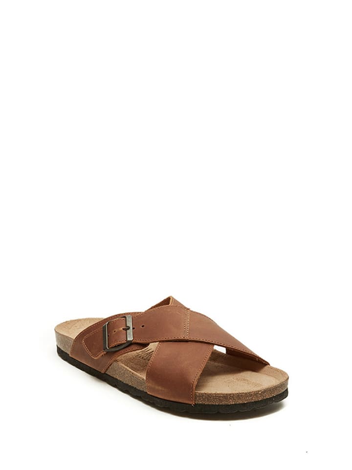 Mandel Skórzane klapki w kolorze jasnobrązowym rozmiar: 43