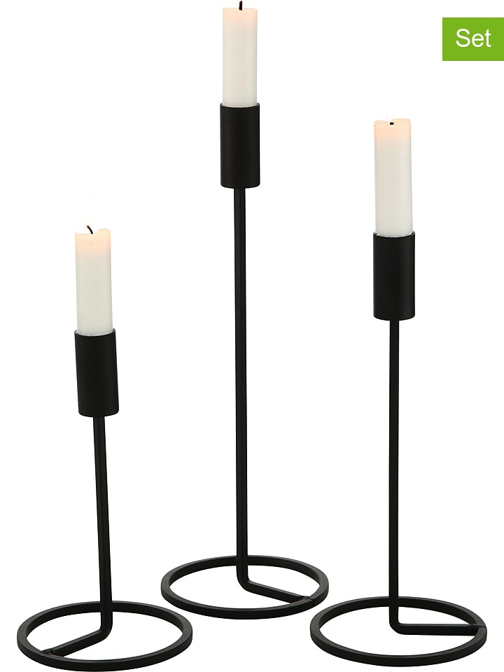 Boltze Świeczniki (3 szt.) "Fio" w kolorze czarnym rozmiar: onesize
