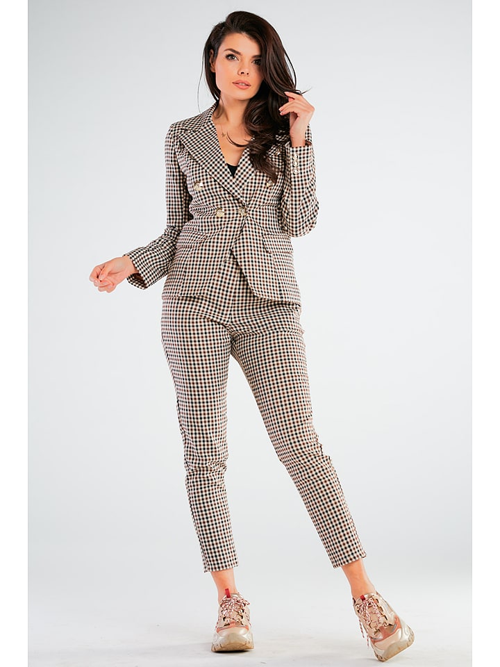 Awama Spodnie w kolorze beżowo-brązowym rozmiar: L