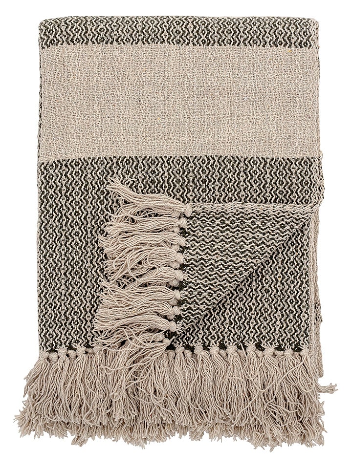 Bloomingville Pled "Fidan" w kolorze zielono-beżowym - 160 x 130 cm rozmiar: onesize