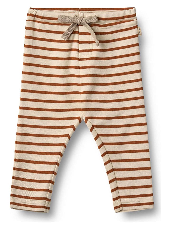 Wheat Spodnie dresowe "Manfred" w kolorze beżowo-czerwonym rozmiar: 80