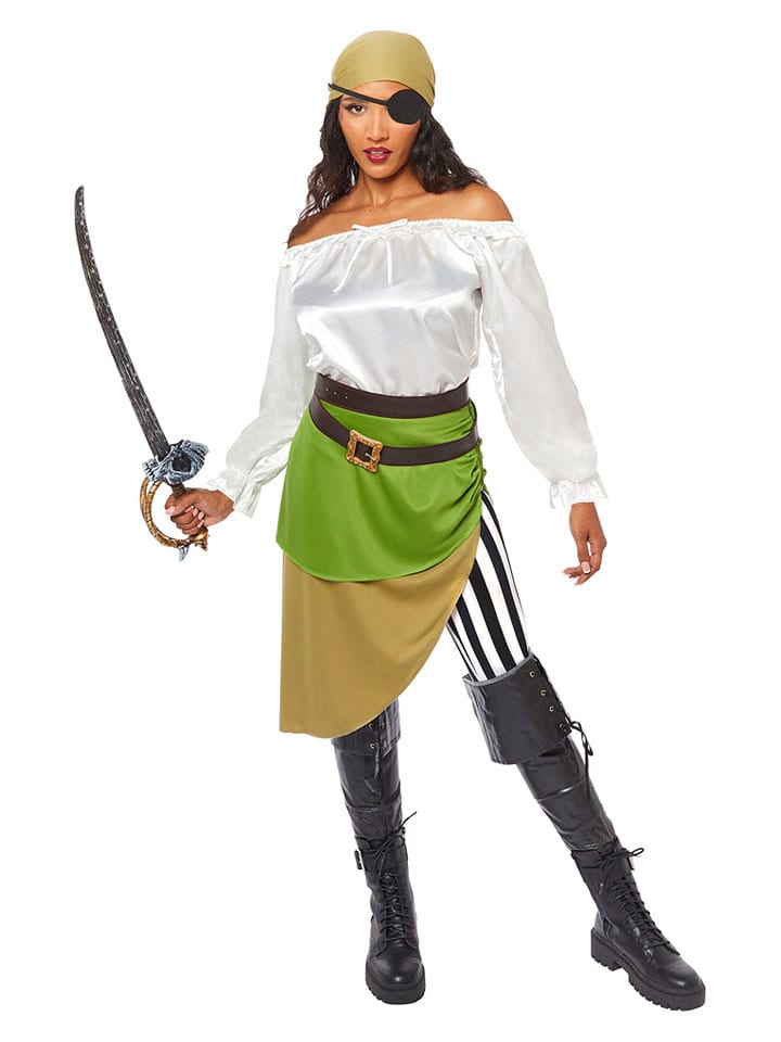 amscan 6-częściowy kostium "Pirate" w kolorze zielono-białym rozmiar: S