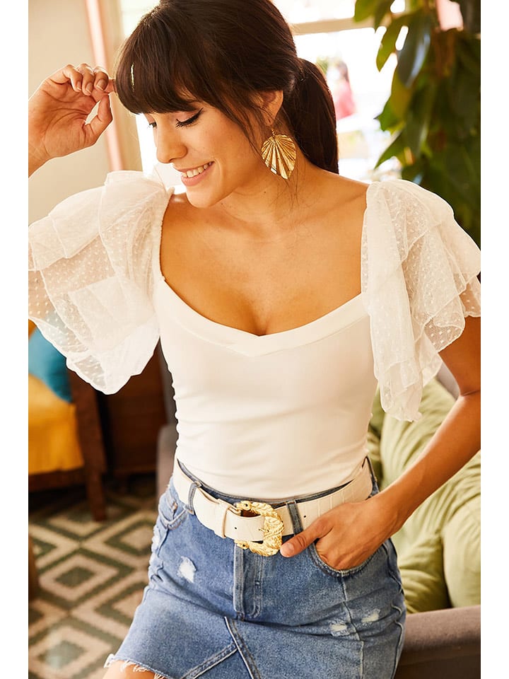 Olalook Bluzka w kolorze białym rozmiar: M