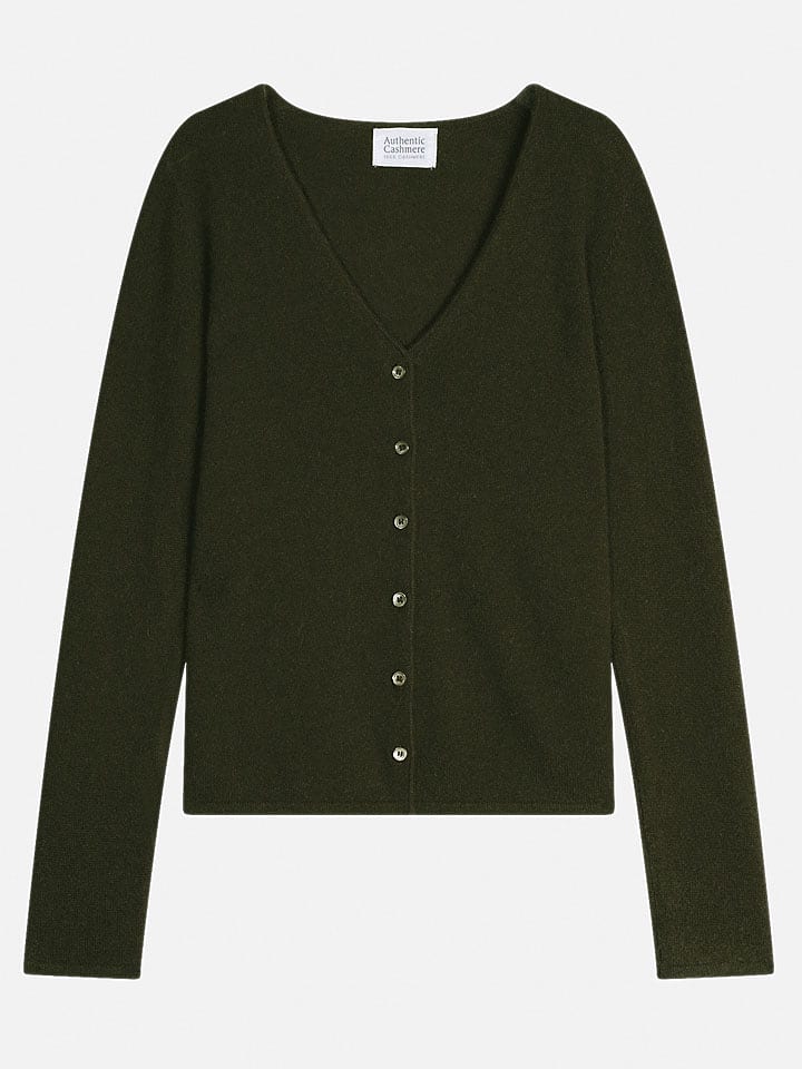 AUTHENTIC CASHMERE Kaszmirowy kardigan "Chalais" w kolorze ciemnozielonym rozmiar: XL