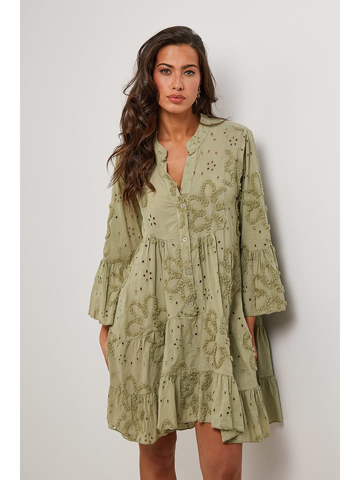 Le Monde du Lin Sukienka w kolorze khaki rozmiar: 36/38