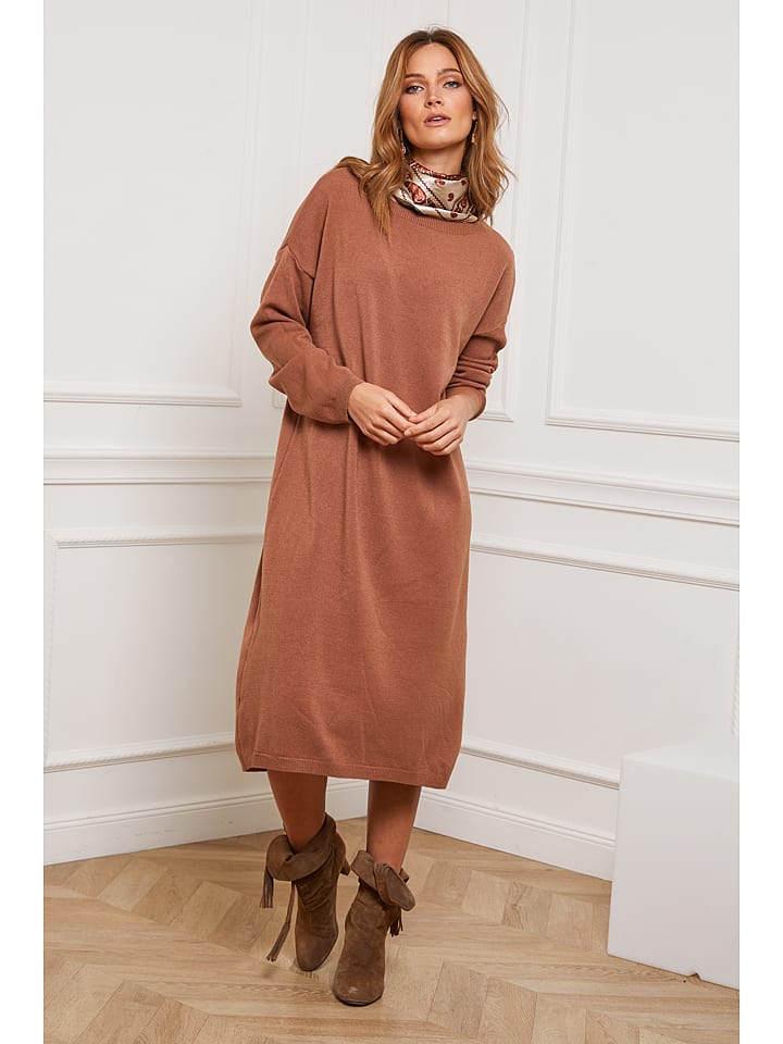 Joséfine Sukienka dzianinowa "Estudiente" w kolorze karmelowym rozmiar: M