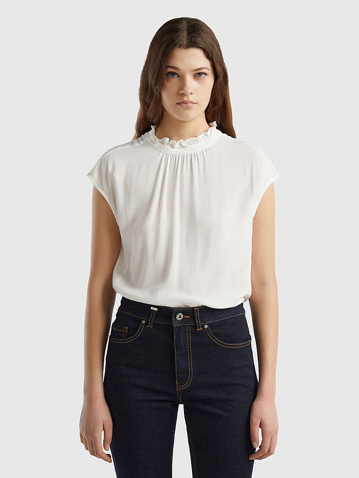 Benetton Bluzka w kolorze białym rozmiar: XL