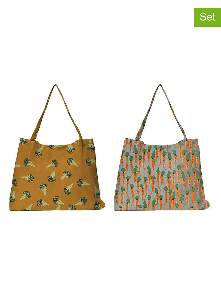 Madre Selva Torby (2 szt.) w kolorze pomarańczowo-zielonym na zakupy - 65 x 45 cm rozmiar: onesize