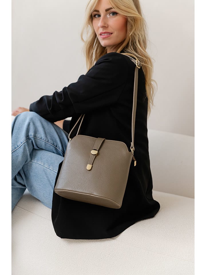 Lia Biassoni Skórzana torebka w kolorze szarobrązowym - 24 x 22 x 10 cm rozmiar: onesize