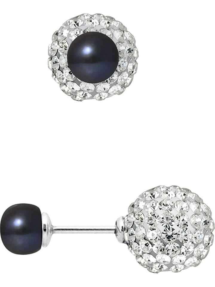 Mitzuko Srebrne kolczyki-wkrętki z perłami w kolorze tahiti rozmiar: onesize