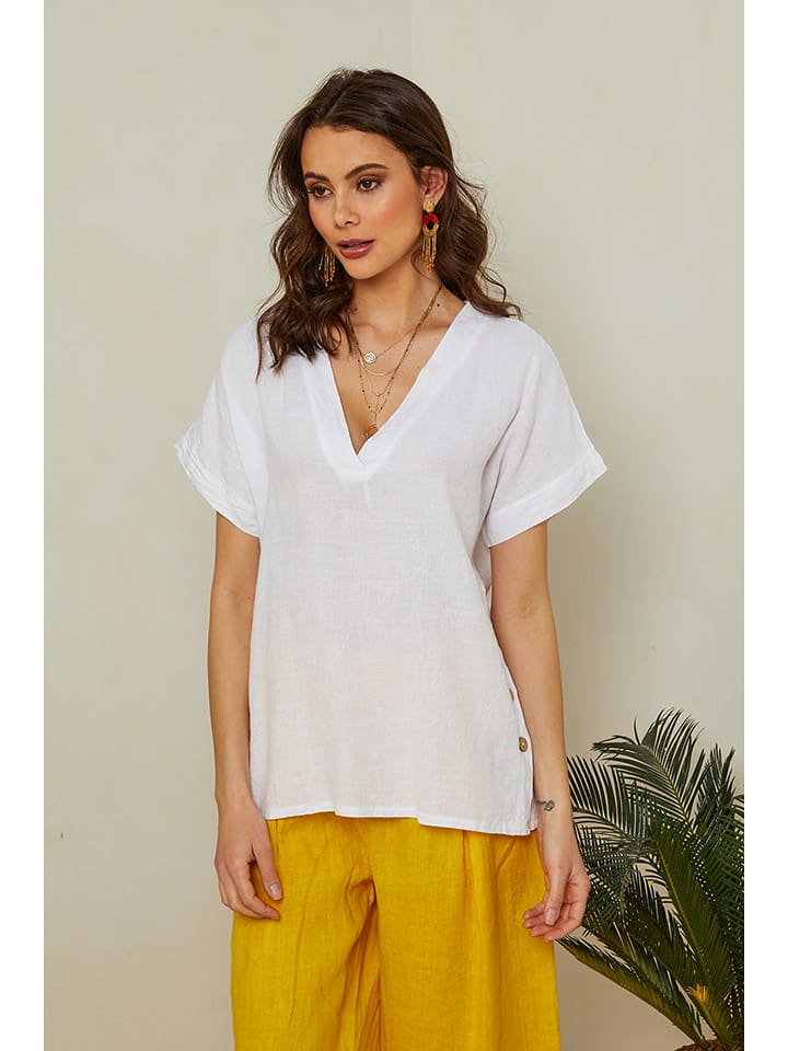 Lin Passion Lniana bluzka w kolorze białym rozmiar: 38/40