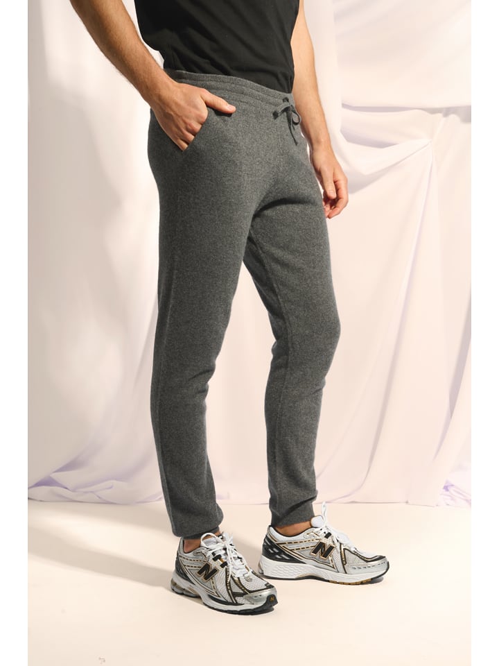 Just Cashmere Kaszmirowe spodnie "Gareth" w kolorze szarym rozmiar: XL