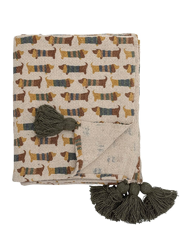 Bloomingville Pled "Charlie" w kolorze brązowo-beżowym - 160 x 130 cm rozmiar: onesize