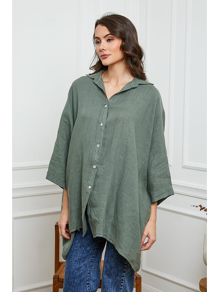 Joséfine Lniana koszula w kolorze khaki rozmiar: M