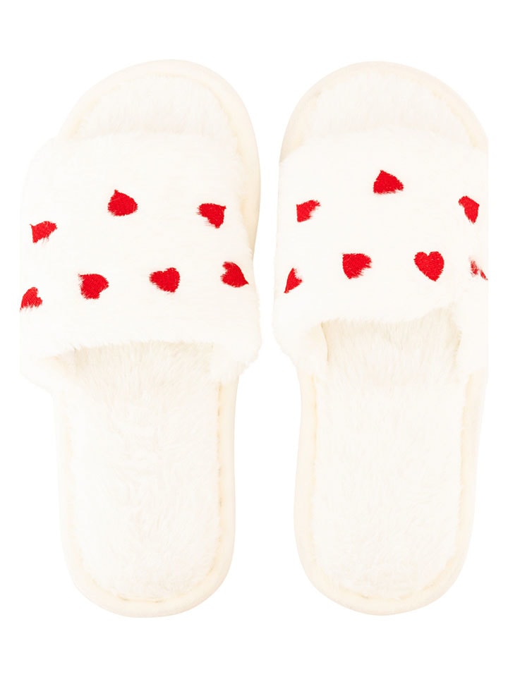 Zwillingsherz Kapcie w kolorze czerwono-kremowym rozmiar: L/XL