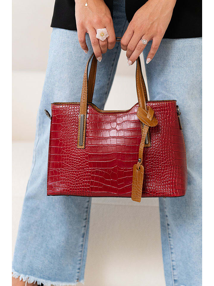 Lia Biassoni Skórzana torebka "Acco" w kolorze czerwono-jasnobrązowym - 32 x 22 x 12 cm rozmiar: onesize