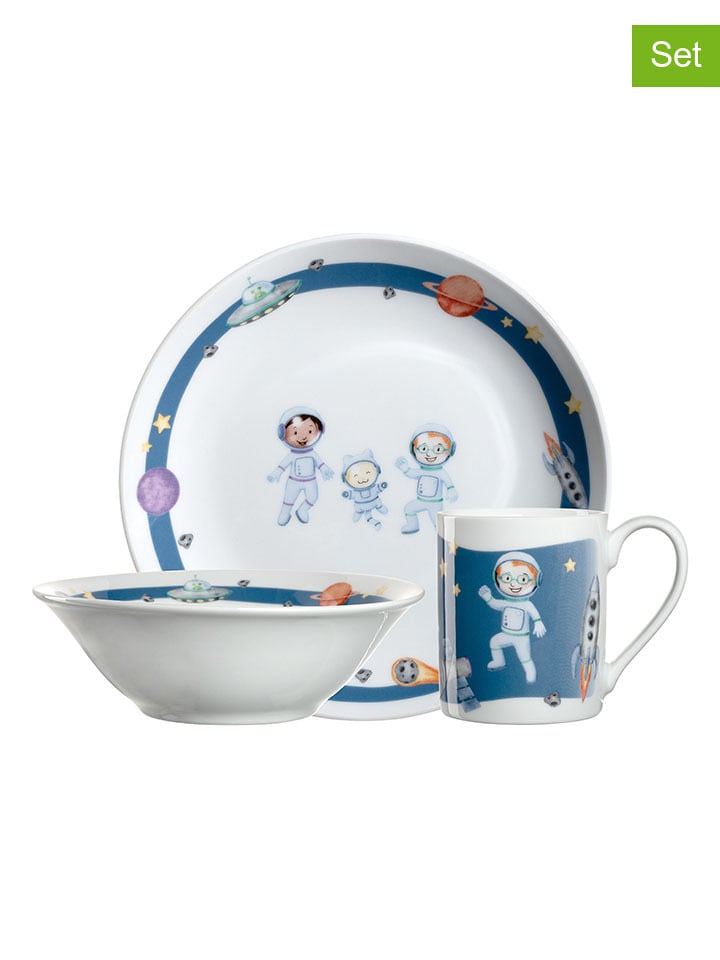 LEONARDO 3-częściowy zestaw "Space" w kolorze biało-granatowym dla dzieci rozmiar: onesize