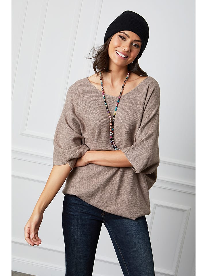 Joséfine Sweter "Dalor" w kolorze szarobrązowym rozmiar: L