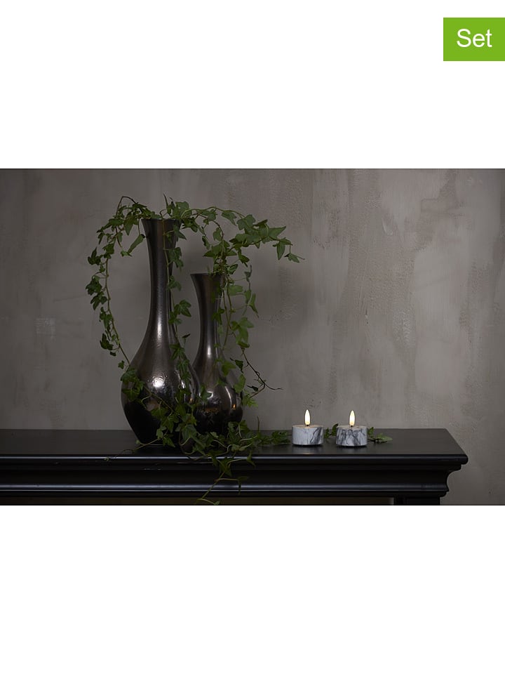 Best Season Świece LED (2 szt.) "Flame Marble" w kolorze szarym - wys. 6 x Ø 5,5 cm rozmiar: onesize