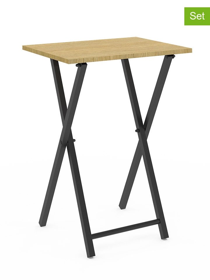 IDOMYA Essentials Stoliki (2 szt.) w kolorze jasnobrązowo-czarnym - 48 x 65 x 36 cm rozmiar: onesize