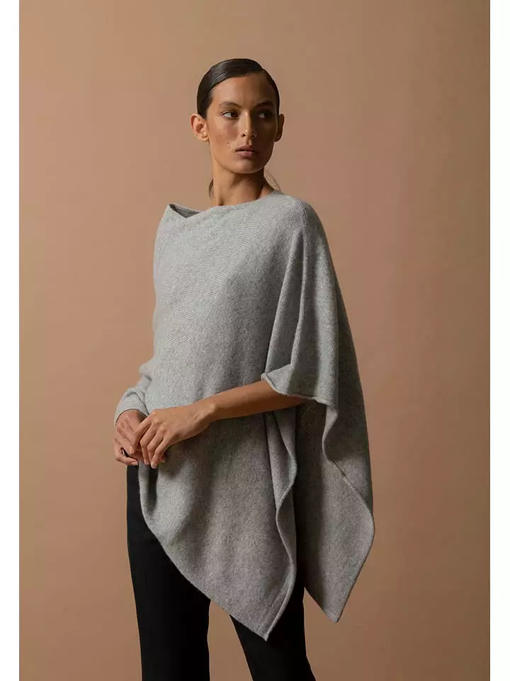 Perfect Cashmere Kaszmirowe ponczo "Georgia" w kolorze szarym rozmiar: L