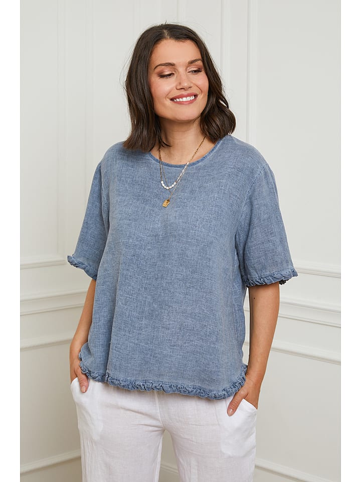 Curvy Lady Lniana koszulka w kolorze niebieskim rozmiar: 44/46