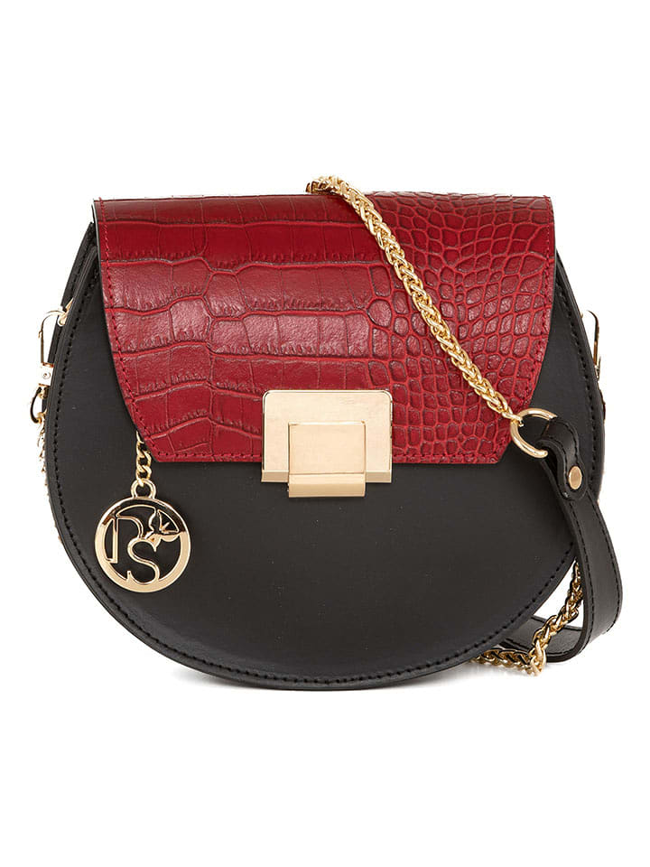 Pia Sassi Skórzana torebka "Cima Carnera" w kolorze czarno-czerwonym - 24 x 18 x 7 cm rozmiar: onesize