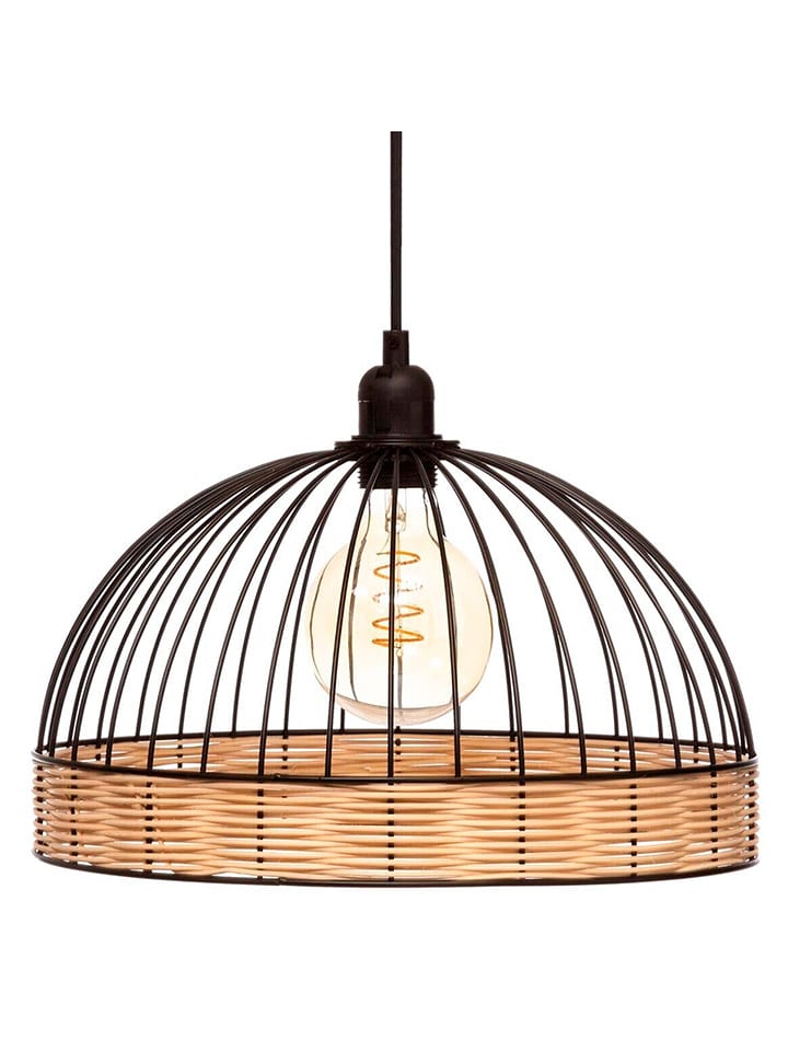 WellHome Lampa wisząca w kolorze czarno-jasnobrązowym - wys. 25 x Ø 35 cm rozmiar: onesize