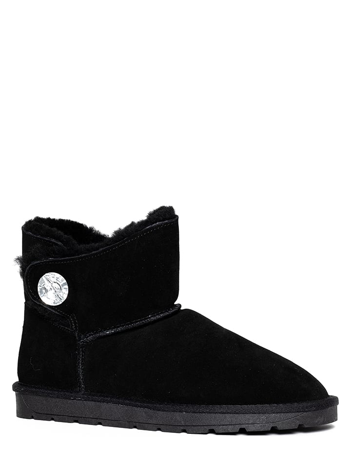 NICEBAY Skórzane botki zimowe "Dawn" w kolorze czarnym rozmiar: 38