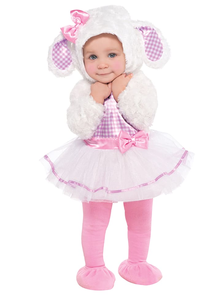 amscan 4-częściowy kostium "Little Lamb" w kolorze biało-różowym rozmiar: 92/98