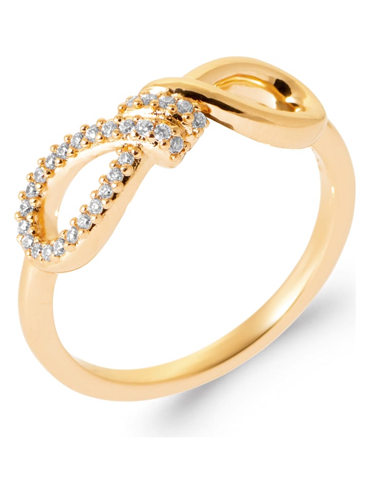 L'Atélier Précieux Pozłacany pierścionek z cyrkoniami rozmiar: 58