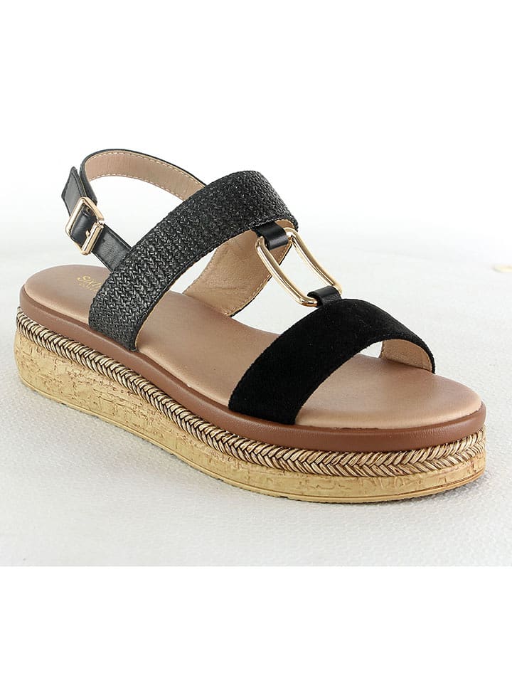 Sixth Sens Sandały w kolorze czarnym na koturnie rozmiar: 40