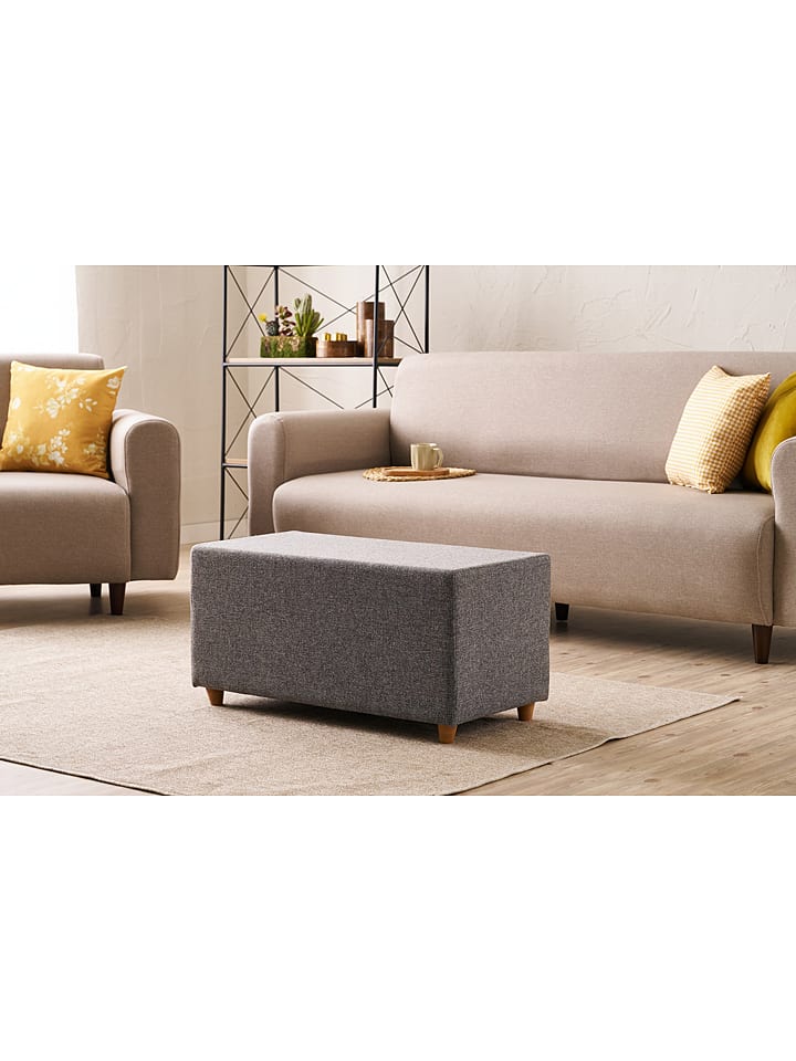 HanahHome Puf "Urla" w kolorze antracytowym - 80 x 40 x 40 cm rozmiar: onesize